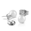 Aretes de Perla en oro blanco de 18k con diamante