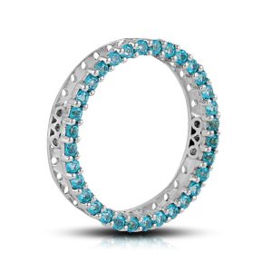 Dije Circular De Oro Blanco 18K Con Topacios azules