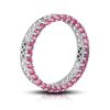 Dije circular de oro blanco 18K con topacios rosas