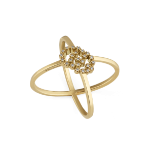 ANILLO EN FORMA DE X GG RUNNING CON DIAMANTES