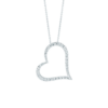 18K W diamond slanted open heart necklace