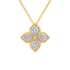 18K J diamond princess flower large necklace