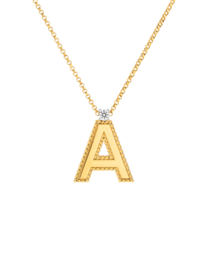 18K Y diamond princess letter A