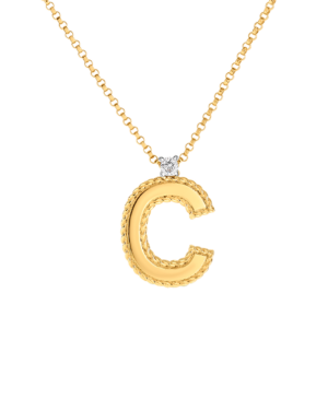 18K Y diamond princess letter C