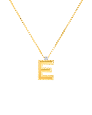 18K Y diamond princess letter E