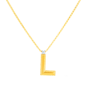18K Y diamond princess letter L