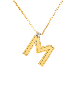 18K Y diamond princess letter M